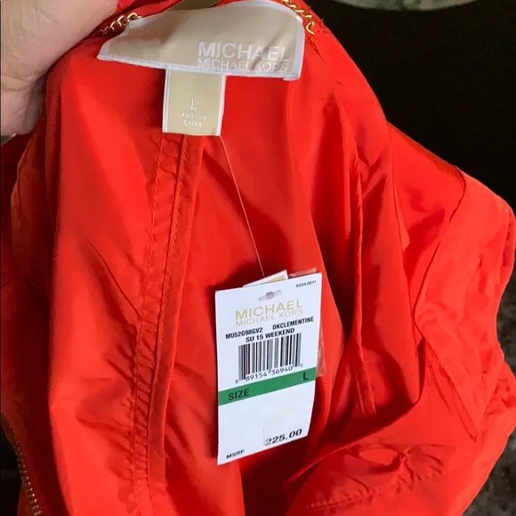 New Michael Kors Hooded Orange anorak‎ rain coat
